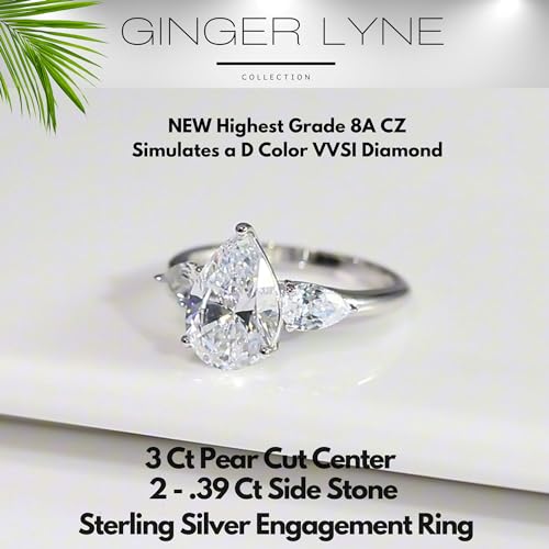 Pear CZ Engagement Rings for Women by Ginger Lyne |3.78 Ct 8A Cubic Zirconia | 925 Sterling Silver Wedding Ring for Women | Travel Promise or Bridal for Her4