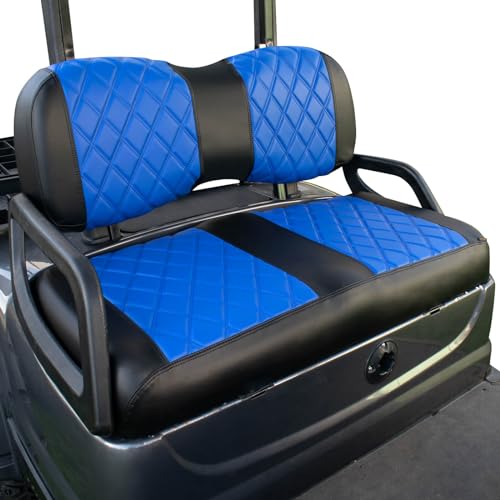 NOKINS Golf Cart Diamond Seat Covers Kit, Fit for Yamaha Drive/Drive 2 OEM Standard Front Seat Cushion, Golf Cart Vinyl Seat Cover, No Nails Required (Blue and Black)