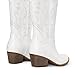 DREAM PAIRS Women's Cowboy Cowgirl Boots Embroidered Pointed Toe Low Heel Western Mid Calf Boot for Theme Party Country Concert,Size 8.5,White,DWUMMB2503