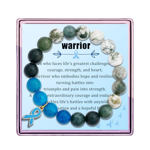 Prostate & Colon Cancer Bracelets - Healing Crystals & Anti-Cancer Gemstones for Women & Men, Family Support Gifts