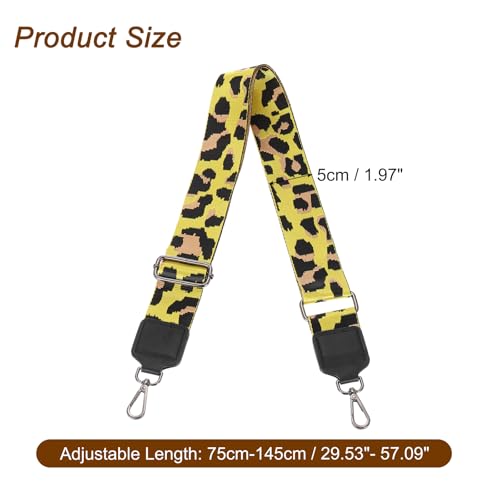 Image of uxcell Wide Shoulder Strap, 5cm Adjustable Purse Strap Replacement Crossbody Strap for Shoulder Bag Handbag, Yellow, Black Square Mouth Buckle