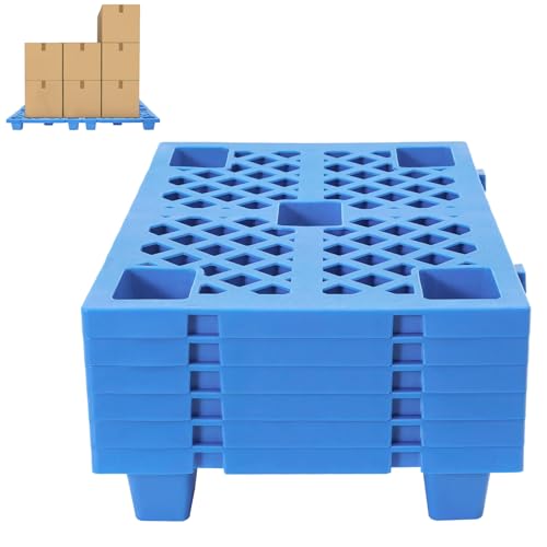 Paleta ligera, 6 paletas de plástico, universal, 60 x 40 x 10 cm, rectangular, para exteriores, cocina, balcón, trasteros, hasta 100 kg (azul)