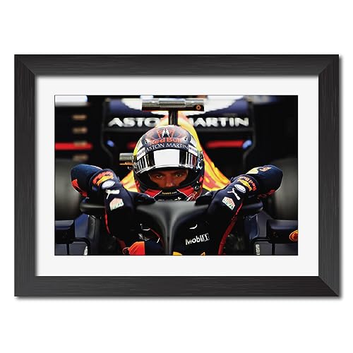 Image of TenorArts Max Verstappen Poster F1 Driver Posters Formula One Photo Frame Painting with Matt Finish Black Texture (12 inches x 9inches)