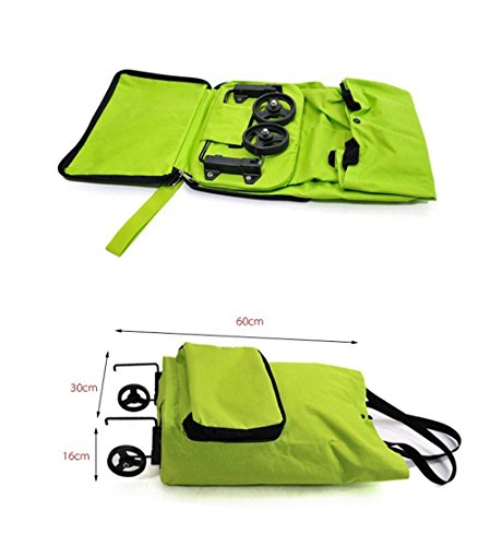 JU FU Sackkarre Einkaufswagen-Schlepper-Paket-tragbarer zusammenklappbarer Einkaufswagen-Einkaufsreise-Beutel-Grün… – Bild 4