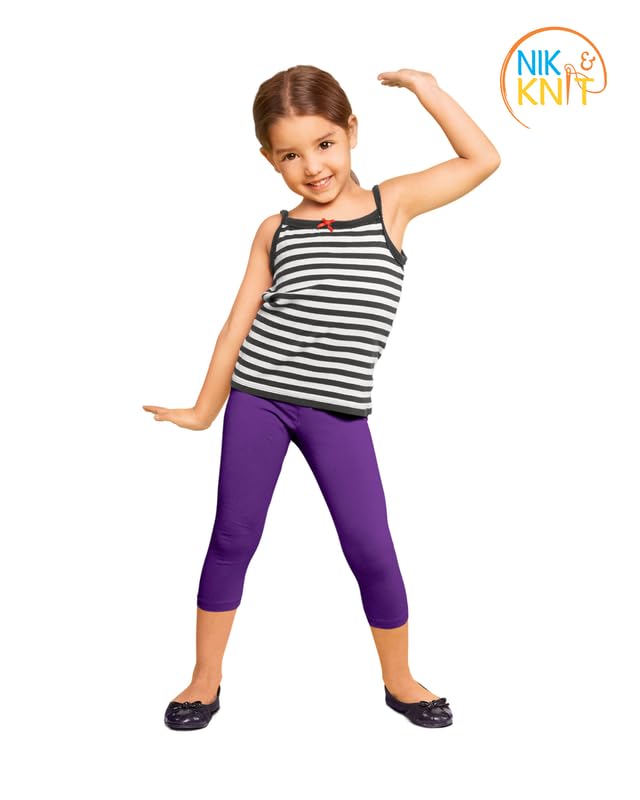 Image of NIK & KNIT Premium Stretchable Plain Capri Leggings for Girls /Kids | Night Wear | Leggings /Capris (Top /T-Shirt NOT Included)