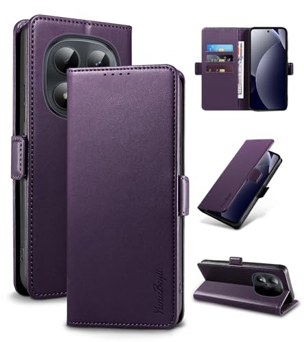 Yunubeyii Funda para Xiaomi Redmi Note 15 Pro+ 5G/Poco M8 Pro   [RFID Bloqueador] Carcasa de Cuero PU, Magnético Libro Tipo Flip Capa,Soporte Plegable con Tarjetero,Morado