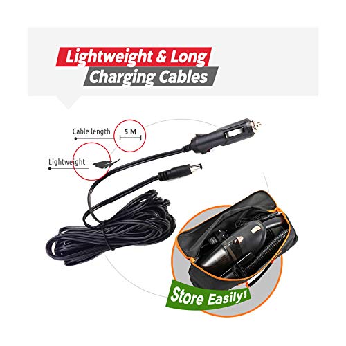 GNG Handheld Car Vacuum Cleaner 12v Portable Cordless Vacuum with Car & Wall Rechargeable Lithium-ion, Black Detailing Vacuum Cleaners for Wet and Dry Furniture, Dust Buster, Carpets, Floors, Vehicles