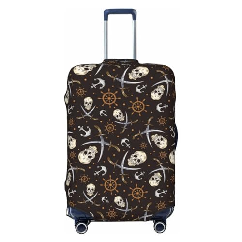 Travel Luggage Cover Protector - Pirate Skulls Anti-Scratch Suitcase Covers Fits 18-32 Inch Luggage