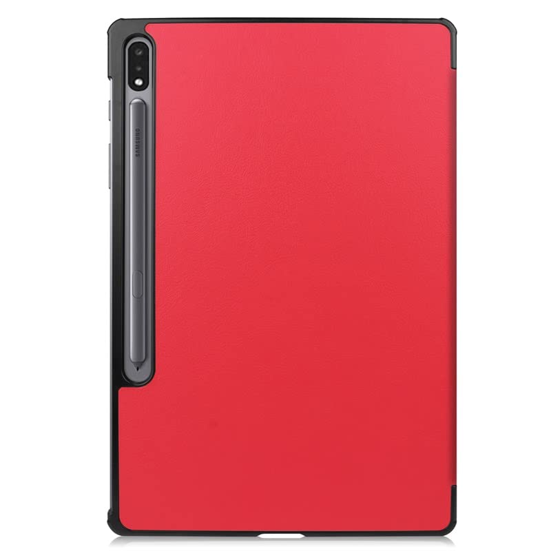 Image of Premium Shock Proof Stand Folio Multi Viewing Angles Hard PC Clear Back Case Cover Compatible with Samsung Galaxy Tab S8 Plus 12.4 inch (Red)