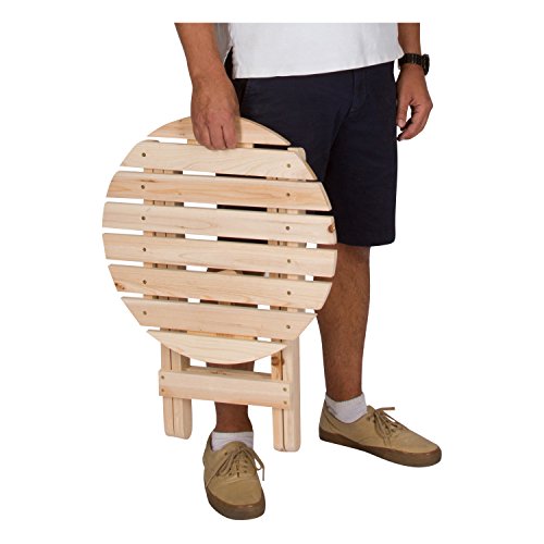 Shine Company 4108N Round Wooden Folding Solid Wood Side Table, Outdoor Adirondack Small Patio Table thumb #4