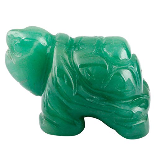 Nupuyai Green Aventurine Turtle Figurine Ornament, Healing Crystal Energy Statue for Home Decor 1.5", #1-green/Aventurine, 4cm/1.5"