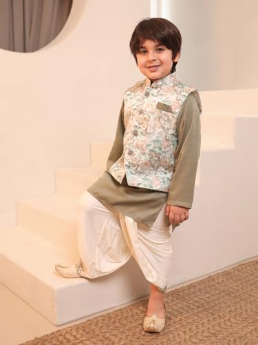 Image of AJ DEZINES Kids Ethnic Wear Kurta Waistcoat and Dhoti Pant for Boys