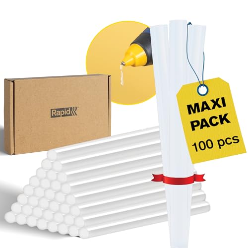 Bâtons de colle universels RAPID 7mm transparents pour bricolage, art et petites réparations – Ø7 x 100mm, lot de 100, sans solvant, haute teneur en...