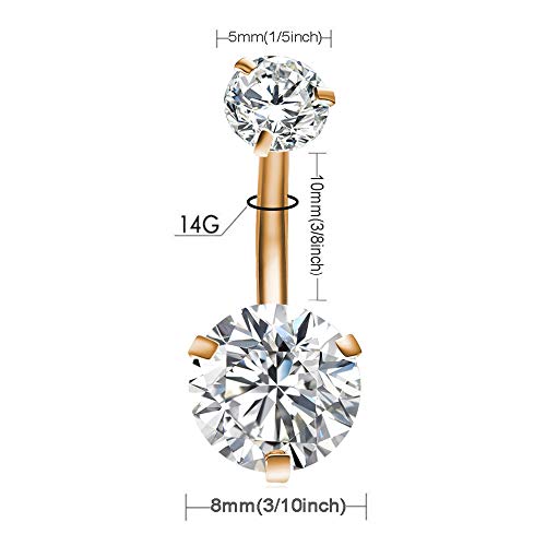 Gnoliew JD-007 Belly Button Rings Round Cubic Zirconia Navel Barbell Stud Body Piercing thumb #4