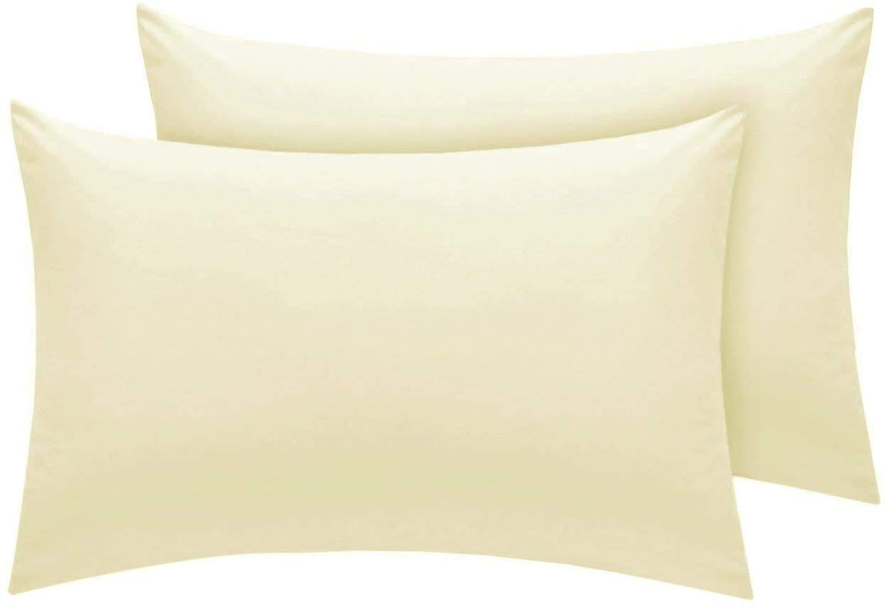Homes-Linen Cream Percale Easy Care Housewife Polycotton Pillowcases (Cream)