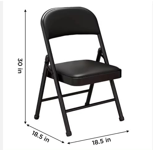 Image of TOBY Premium Heavy-Duty Folding Chair with Padded Seat & Backrest - Black Metal Frame, Space-Saving & Comfortable for Home, Office, and Events
