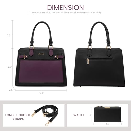Image of LOVEVOOK Purses and Handbags for Women, Tote Shoulder Bag Satchel Black Purse and PU Leather Top Handle for ladies