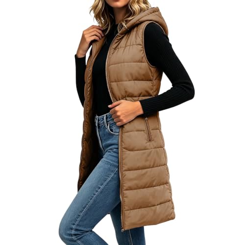 Puffer Vests for Women Quilted Vest with Hood Zip Up Padded Coat Outwear - image 1