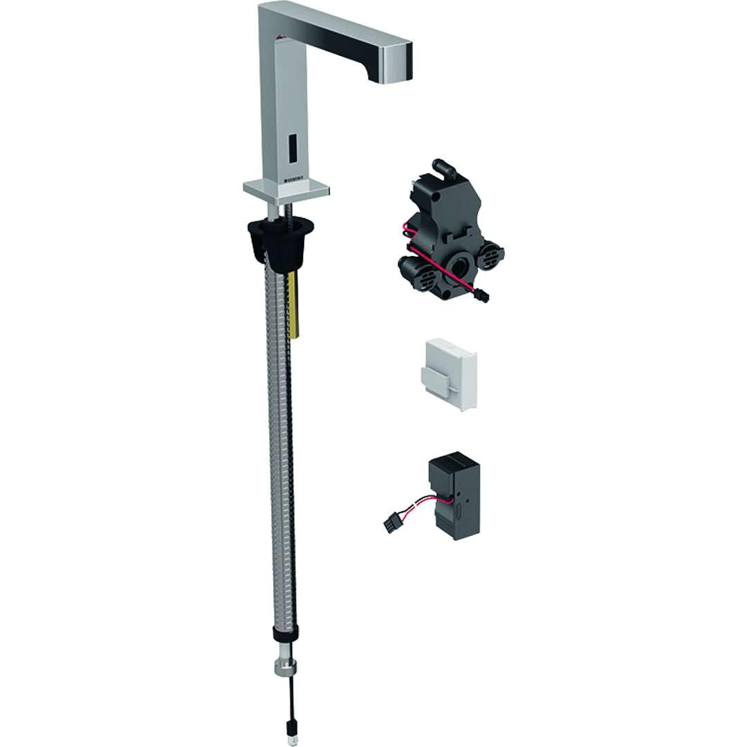 Geberit - Grifo Electrónico Geberit Brenta Para Lavabos, Montaje De Encimera, Servicio De Red, Para Caja Funcional Empotrada: Cromado Brillante Con Mezclador (116.192.21.1)