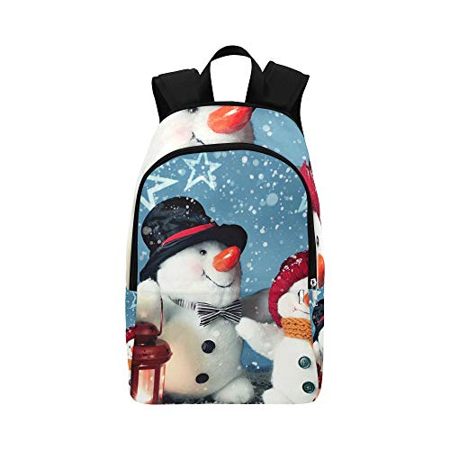 YUMOING Winter Snowy Holiday Christmas Stars Smiling Snowmen Casual Daypack Travel Bag College School Backpack for Mens and Women