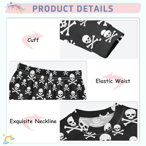 ODAWA Pyjamas Sets White Skull Black Long Sleeve Fall Pajamas 18M4