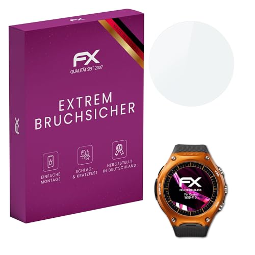 atFoliX Plastic Glass Protective Film compatible with Casio WSD-F10 Glass Protector, 9H Hybrid-Glass FX Screen Protector