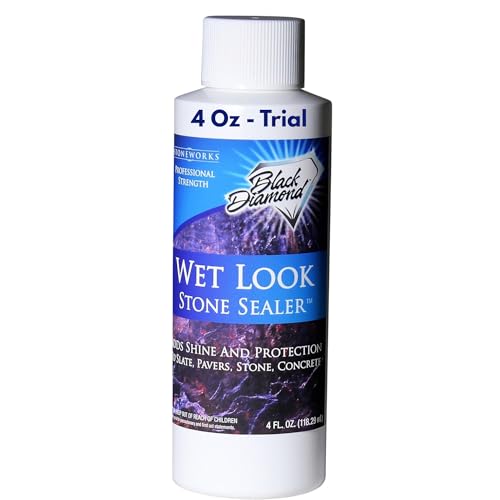Wet Look Natural Stone Sealer. Durable, Long-Lasting Gloss Protection. Interior and Exterior Pavers,