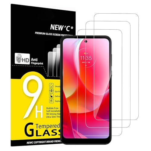 NEW'C Lot de 3, Verre Trempé pour Motorola Moto G Power (2022), Film Protection écran - sans Bulles d'air -Ultra Résistant (0,33mm HD Ultra Transparent) Dureté 9H...