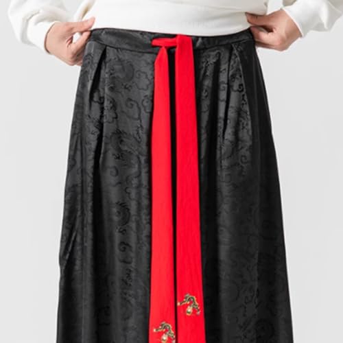 HZCX FASHON Mens Womens Wide Leg Hanfu Pants Skirt Chinese Dragon Silk Stain Oversized Palazzo Trousers4