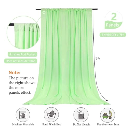 Image of 10 x 7 Feet Light Green Backdrop Curtain for Partie, Background Curtains for Photoshoot, Birthday, Wedding, Halloween, Thanksgiving, Christmas, New Year Party Decorations 5Ft x 7Ft, 2 Panels