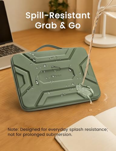 Image of DOMISO 14 inch Laptop Sleeve with Handle, Shockproof & Waterproof EVA Protective Laptop case, Hard Laptop Sleeve for 14 inch HP Dell Asus Lenovo Laptop, Green
