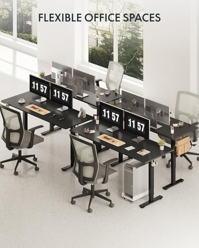 Image of FLEXISPOT 79x32 Inch Electric Large Standing Desk for Home & Office, Spacious Splice Board Desk with Cable Management & Organizer, Cup Holder & Hook, Black