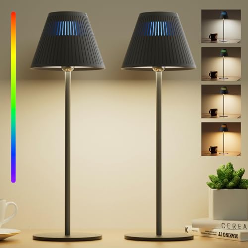 Honeywell 2Pack Cordless Table Lamp Rechargeable - M1 Sunturalux Portable LED Desk Lamp 5200mAh Battery Operated 4Color 9RGB Dimmable Bedside Lamps for Home Living Bedroom Restaurant Night L