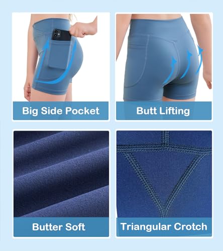 4" Girls Cross Waist Athletic Shorts with Pockets, Biker Volleyball Running Cheer Dance Yoga Gymnastics Shorts3
