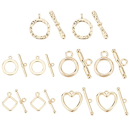 Benecreat 20 Sets 5 Styles Metal Alloy Toggle Clasps, Golden Iq Toggle Clasps Toggle Jewelry Clasps For Necklace Chain Bracelets Jewelry Making #TOP22