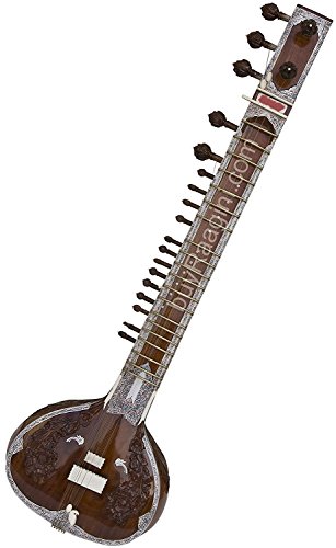 Sitar de style indien Maharaj Pancham – 32 P – Tumba simple – Avec chariot en fibre - Les Beatles, Paul McCartney, John Lennon, RIngo Starr, George Harrison Sitar de style indien Maharaj Pancham - 32 P - Tumba simple - Avec chariot en fibre