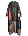 NFYM Women's Trench Coat Long Cotton Linen Floral Print Jacket Cottagecore Clothing Patchwork Outwear Each Piece Unique (Vintage, XL)