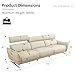 SIENWIEY Top Grain Leather Sofa Set for Living Room，Power Recliner Sofa with LED Lights, 114.5 Inch Beige Leather Reclining Couch with USB Port，3 Seater Sectional Sofa for Living Room