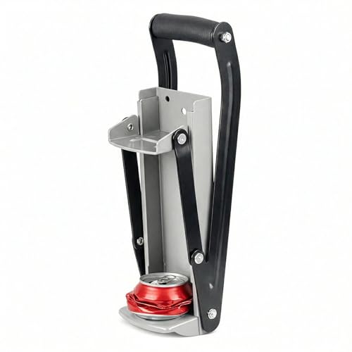 16oz Heavy Duty Can Crusher Wall Mounted – Aluminum Beer & Soda Can Smasher with Bottle Opener, Non-Slip Handle, Easy Install Recycling Tool for 12oz & 16oz Cans