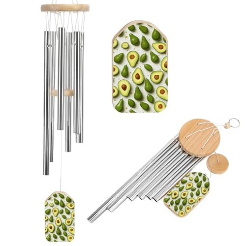 Outdoor Wind Chimes, White and Green Printed Wind Chimes,Simple Wind Chimes,Curtain Wind Chimes for Home Decoration