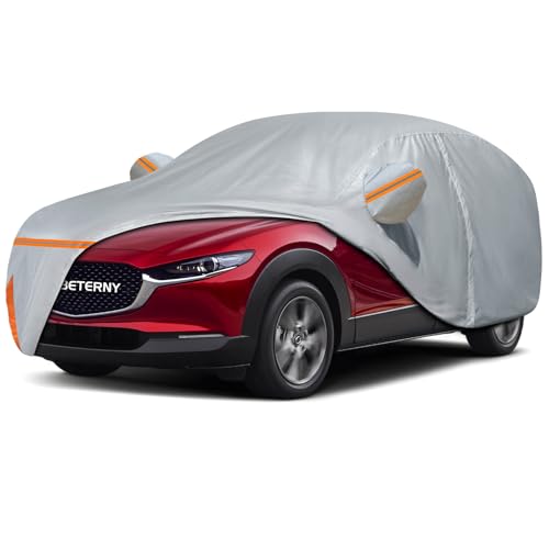 Image of Car Cover for 2020-2025 Mazda CX-30, Waterproof Custom-fit All Weather Sun Rain UV Snow Wind Protection Outdoor CX30 Full Car Cover with Door Zipper & Cotton Lining-Grey