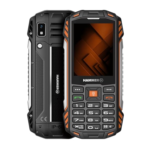 Hammer H Power Plus LTE Outdoor Handy ohne Vertrag, 4000mAh Akku, 128MB Memory, 64MB RAM, 2,8' IPS Display, große Tasten, Taschenlampe, 2 MP Kamera, FM-Radio, USB-C, Dual SIM Nano, Schwarz