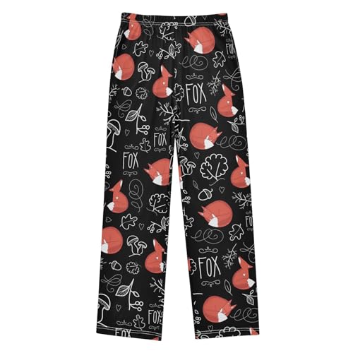 Fox Maple Leaf Boys Long Pants Soft Trousers Elastic Waist Kids Lounge Bottoms with Pockets S-XL