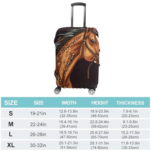 Brown Horse Printed Luggage Cover Protector, Fits 18-32 Inch Luggage2