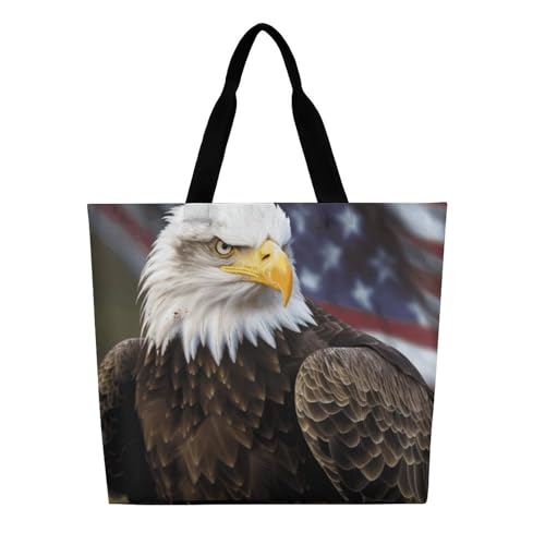 Large Grocery Bags Beach Tote American Bald Eagle Shopping Bag for Women Shoulder Bag for Travel Work Handbag3