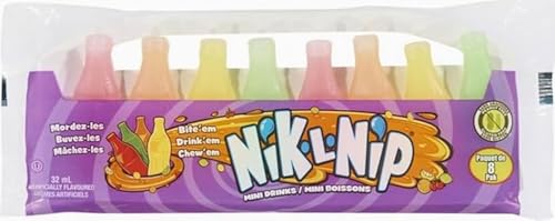 8 Wax Bottles (1 Pack) Sugar Candy Drinks Authentic Nik-L-Nip Throwback Candies