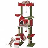 STILLCOVE 63' Large Christmas Cat Tree Tower Indoor: Tall Modern Cute Heavy Duty Cat Condo House with Scratching Post & Hammock for Maine Coon