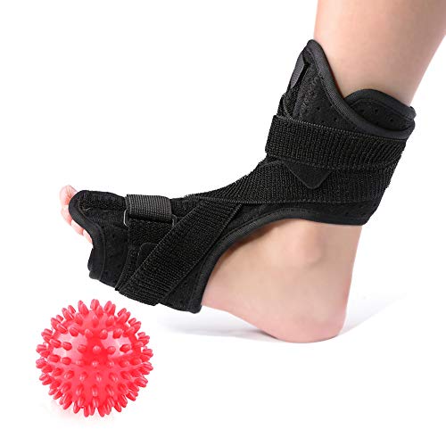 Plantar Fasciitis Support, Dorsal Night Splint for Foot Drop & Plantar Fasciitis, Foot Arch Supports for Plantar Fasciitis, Achilles Tendonitis Brace for Women Men with Hard Spiky Massage Ball