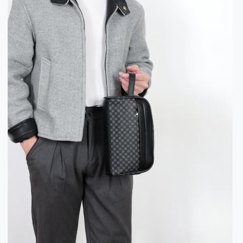 محفظة يد ذات سعة كبيرة للرجال - منظم مقاوم للماء والخدش للهاتف والبطاقات ومستلزمات العمل والسفر