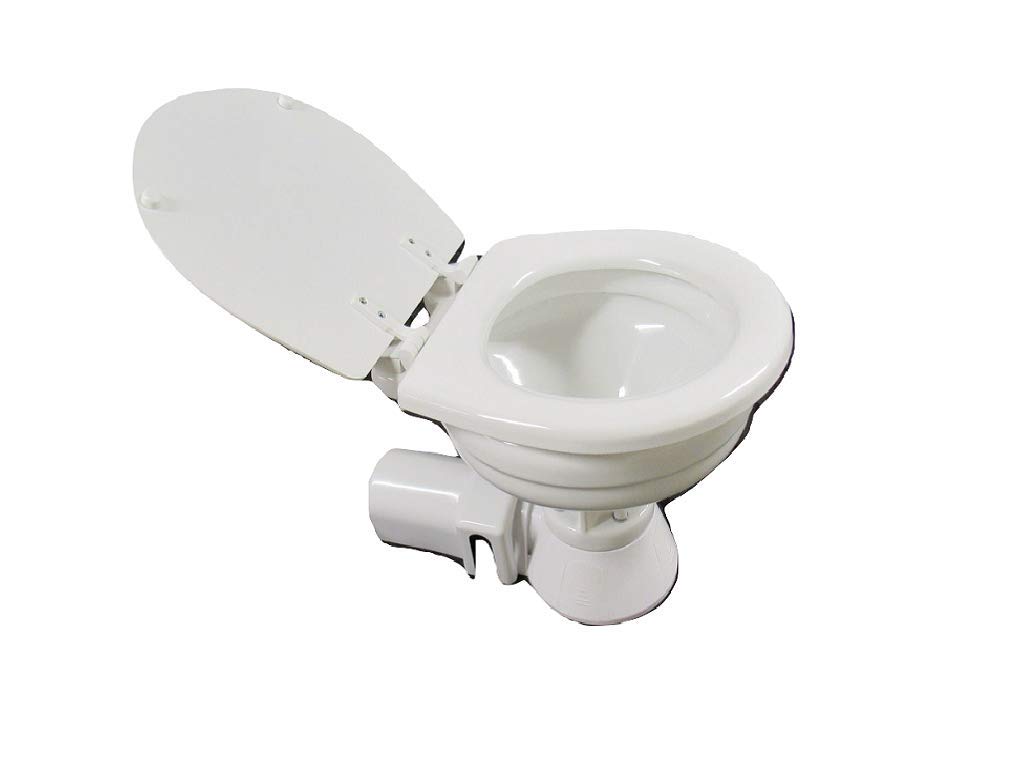 Seaflo Electric Marine Toilet 12V - Self-Priming Dual-Pump Flush, Ceramic Bowl, Macerator & Scavenger Pump, Above/Below Waterline, Sfbpmte1